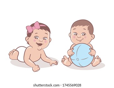 Feliz divertido juego de gemelos y sonrisa