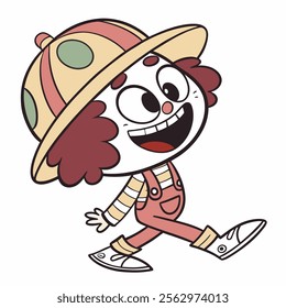 happy funny kids cartoon playing hand draw illustration
