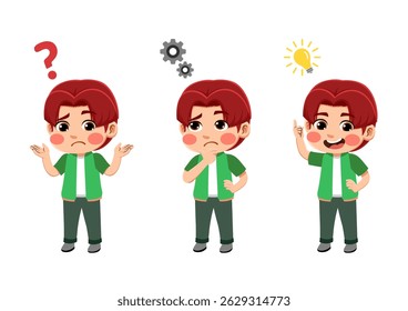 happy funny kids looking for idea process. suitable for use for child theme design elements