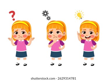 happy funny kids looking for idea process. suitable for use for child theme design elements