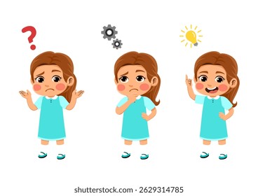 happy funny kids looking for idea process. suitable for use for child theme design elements