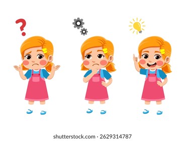 happy funny kids looking for idea process. suitable for use for child theme design elements