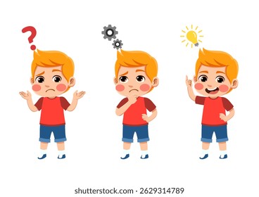 happy funny kids looking for idea process. suitable for use for child theme design elements