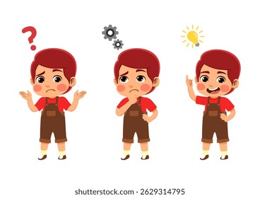 happy funny kids looking for idea process. suitable for use for child theme design elements