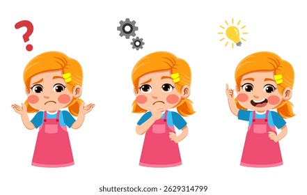happy funny kids looking for idea process. suitable for use for child theme design elements