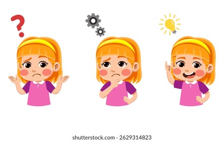 happy funny kids looking for idea process. suitable for use for child theme design elements