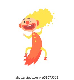 Happy funny laughing clown colorful cartoon character vector Illustration