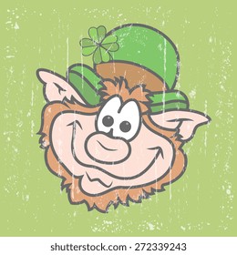 Happy Funny Leprechaun Cartoon Face
