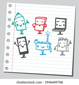 Happy funny little doodles. Educational set.