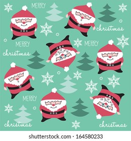happy and funny Santa Claus pattern with snowflake vector illustration