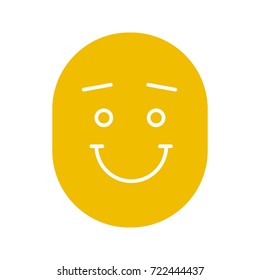 Happy and funny smile with eyebrows glyph color icon. Silhouette symbol on white background. Good mood. Negative space. Vector illustration
