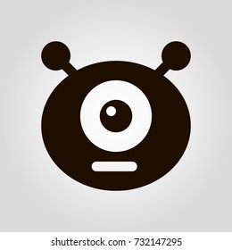 Happy funny UFO isolated flat vector icon