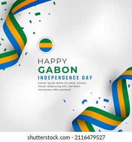 Happy Gabon Independence Day August 17th Celebration Vector Design Illustration. Template for Poster, Banner, Advertising, Greeting Card or Print Design Element