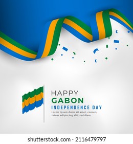 Happy Gabon Independence Day August 17th Celebration Vector Design Illustration. Template for Poster, Banner, Advertising, Greeting Card or Print Design Element