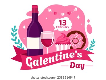 Happy Galentine's Day Vector Illustration on February 13th with Celebrating Women Friendship for Their Freedom in Flat Cartoon Background Design