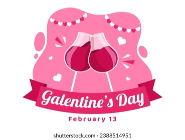 Happy Galentine's Day Vector Illustration on February 13th with Celebrating Women Friendship for Their Freedom in Flat Cartoon Background Design