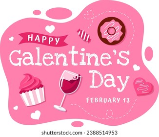 Happy Galentine's Day Vector Illustration on February 13th with Celebrating Women Friendship for Their Freedom in Flat Cartoon Background Design