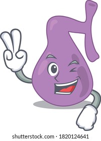 Happy gall bladder cartoon design concept show two fingers