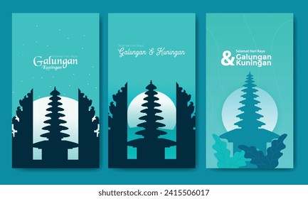 Happy Galungan Kuningan Balinese Ceremony Poster Set