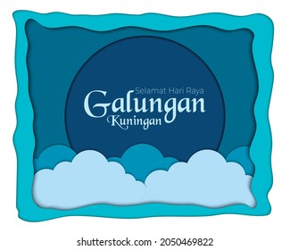Feliz Galungan Kuningan Vector de la Nube de Marco