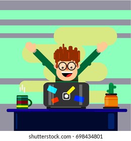 Happy gamer flat illustration