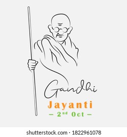 Happy Gandhi Jayanti, 2nd Oct, Mahatma Gandhi sketch poster, vector illustration