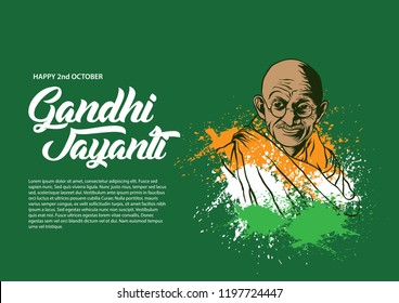 Happy Gandhi Jayanti 2nd October background, banner, and flyer. vector illustration , 10 eps