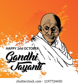 Happy Gandhi Jayanti 2nd October background, banner, and flyer. vector illustration , 10 eps