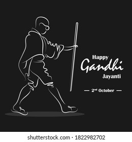 Happy Gandhi Jayanti, 2nd October, Mahatma Gandhi sketch poster, vector illustration