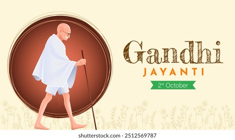 Happy Gandhi Jayanti 3D Vector Illustration. Mohandas Karam Chandra Gandhi Birthday.