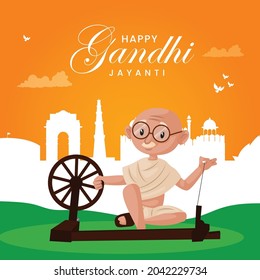 Happy Gandhi Jayanti banner design template.