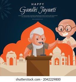 Happy Gandhi Jayanti banner design template.