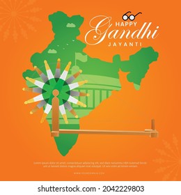 Happy Gandhi Jayanti banner design template.