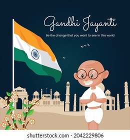 Happy Gandhi Jayanti banner design template.