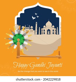 Happy Gandhi Jayanti banner design template.