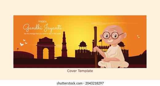 Happy Gandhi Jayanti cover design template.