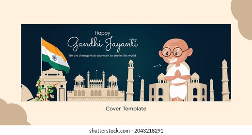 Happy Gandhi Jayanti cover page design.