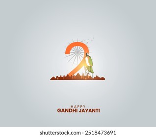 Feliz Gandhi Jayanti, Gandhi Jayanti design criativo para mídia social banner, cartaz, ilustração 3d