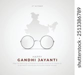 Happy Gandhi Jayanti Post and Flyer Template. Mahatma Gandhi Jayanti Creative with Text and Silhouette Vector Illustration