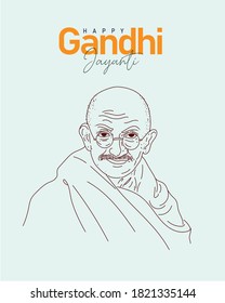 Happy Gandhi Jayanti Text with gandhi vector template design