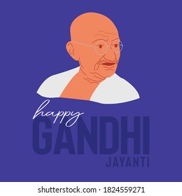 Happy Gandhi Jayanti Text with gandhi vector template design