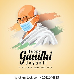 happy gandhi  jayanti vector illustration design. covid19, corona virus concept