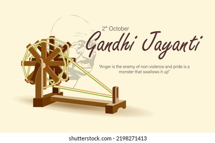 Happy Gandhi Jayanti Vector Illustration. Mohandas Karam Chandra Gandhi Birthday.