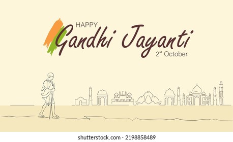 Happy Gandhi Jayanti Vector Illustration. Mohandas Karam Chandra Gandhi Birthday.