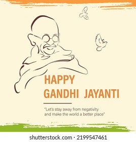 Happy Gandhi Jayanti Vector Illustration. Mohandas Karam Chandra Gandhi Birthday.