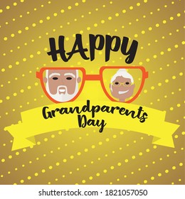 Happy gandparents day card. Happy old couple - Vector