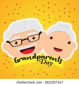 Happy gandparents day card. Happy old couple - Vector