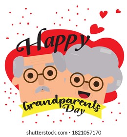 Happy gandparents day card. Happy old couple - Vector