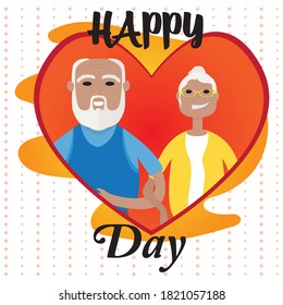 Happy gandparents day card. Happy old couple - Vector