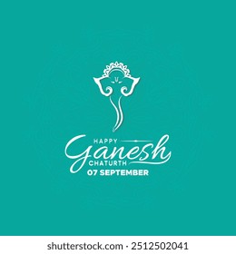 Happy Ganesh Chaturthi, 7 September, greeting card Ganesh Chaturthi, Social media template, vector illustration, stock illustaction, Ganesh Chaturthi post design.